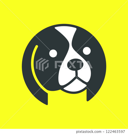 dog pets head circle geometric modern minimal simple mascot logo icon vector illustration 122463597