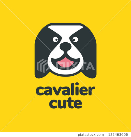 Cavalier King Charles Spaniel dog pets cute mascot cartoon colorful happy smile logo icon vector illustration 122463606
