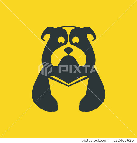 bulldog pets dog reading book study smart mascot cartoon flat modern logo icon vector illustration bulldog pets dog reading book study smart mascot cartoon flat modern logo icon vector illustration 122463620