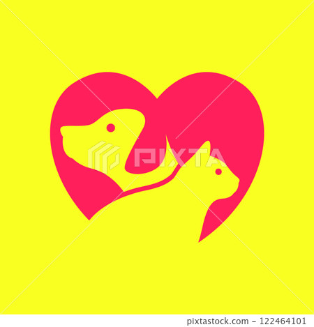 pets lovers dog and cat heart colorful modern simple minimal logo icon vector illustration 122464101
