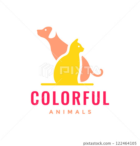 cat and dog pets colorful modern simple mascot friends logo icon vector illustration cat and dog pets colorful modern simple mascot friends logo icon vector illustration 122464105