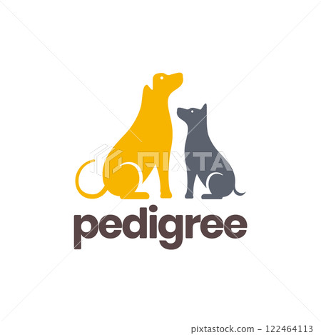 dog pets friends stand pedigree modern mascot simple colorful logo icon vector illustration 122464113