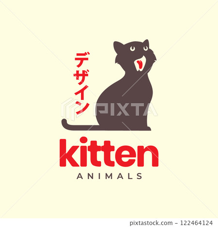kitten cat pets roar cute minimal simple flat mascot cartoon logo icon vector illustration 122464124