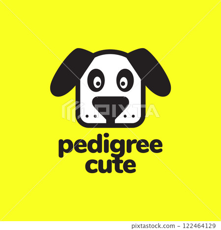 puppy dog pets pedigree cartoon cute square face colorful mascot logo icon vector illustration 122464129