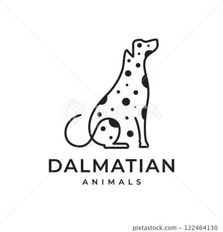 dalmatian dog pets sit modern minimal dots mascot logo icon vector illustration dalmatian dog pets sit modern minimal dots mascot logo icon vector illustration 122464130
