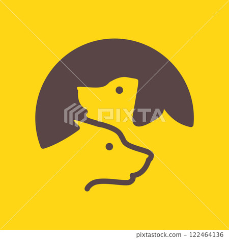 dog pets friend circle flat minimal modern simple mascot pet shop logo icon vector illustration 122464136