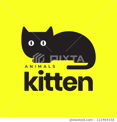 black cat sleep relax cute minimal modern cartoon mascot simple logo vector icon illustration 122464338