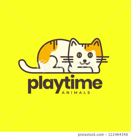 cat kitten pets playing floor colorful cute mascot cartoon logo vector icon illustration 122464348