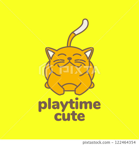 orange cat pets cute playing jump cute cartoon mascot colorful logo vector icon illustration 122464354