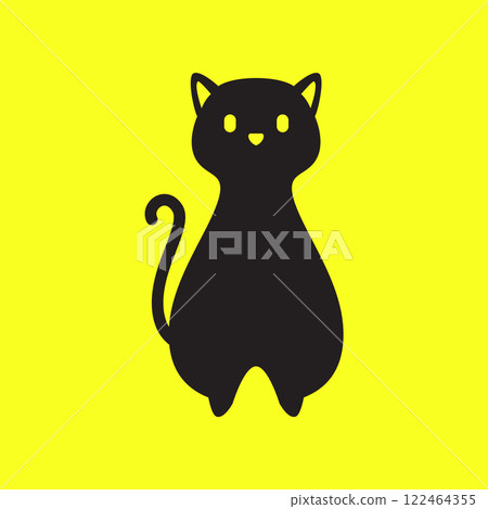 black cat simple stand minimal modern cute mascot logo vector icon illustration 122464355
