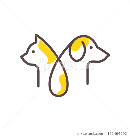 dog and cat pets drop water lines art colorful abstract modern mascot simple logo vector icon illustration 122464392