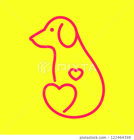 dog pets care lover heart lines simple minimal mascot modern logo vector icon illustration 122464399