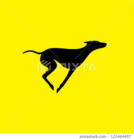 dog pets run jumping minimal modern mascot logo vector icon illustration 122464407