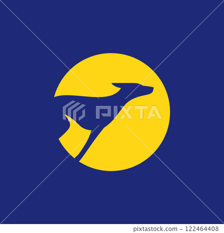 dog pets jumping sunset circle modern minimal mascot logo vector icon illustration dog pets jumping sunset circle modern minimal mascot logo vector icon illustration 122464408