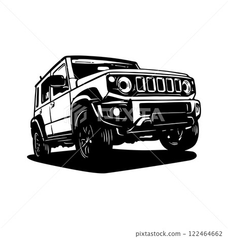 Jimny - Classic Car, Stencil, Silhouette, Vector Clip Art for tshirt and emblem Jimny - Classic Car, Stencil, Silhouette, Vector Clip Art for tshirt and emblem 122464662