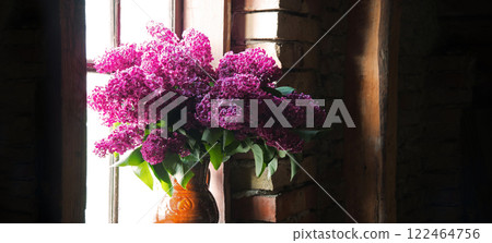 Still life from lush lilac boquet 122464756