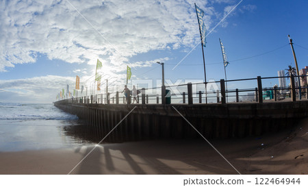 Surfers Walking Pier Jetty Jumping Entry Ocean Surfing Surfers Walking Pier Jetty Jumping Entry Ocean Surfing 122464944