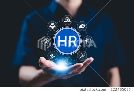HR, Human resource management, and employee development concept. HR icons, symbolize human resource management, employee development, recruitment, and workforce planning in business. hierarchy, HRM, HR, Human resource management, and employee development concept. HR icons, symbolize human resource management, employee development, recruitment, and workforce planning in business. hierarchy, HRM, 122465055