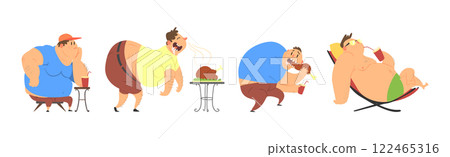 Funny Man Character with Fat Belly Engaged in Different Activity Vector Set Funny Man Character with Fat Belly Engaged in Different Activity Vector Set 122465316