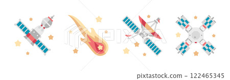Outer Space and Universe as Aerospace Flat Object Vector Set 122465345