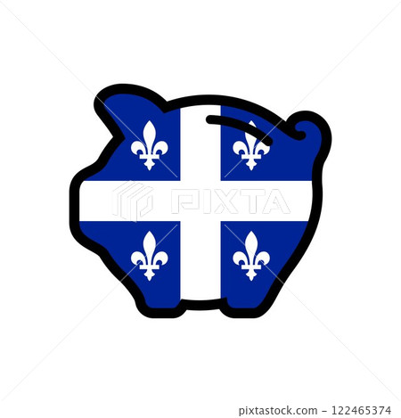 Flag of Quebec, piggy bank icon, vector symbol 122465374