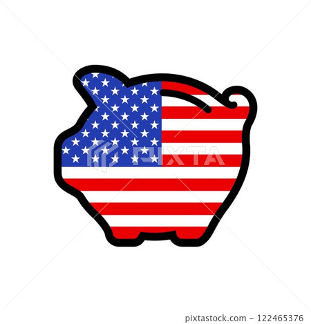 Flag of USA, piggy bank icon, vector symbol 122465376