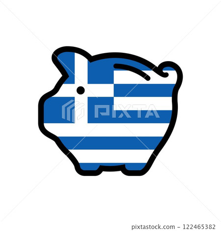 Flag of Greece, piggy bank icon, vector symbol Flag of Greece, piggy bank icon, vector symbol 122465382