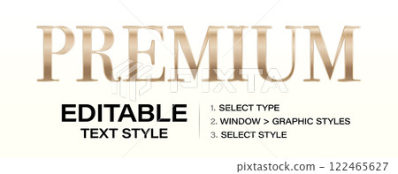 Premium graphic style template, golden editable text effect. Customizable tweaking contour style and color. Vector illustration Premium graphic style template, golden editable text effect. Customizable tweaking contour style and color. Vector illustration 122465627