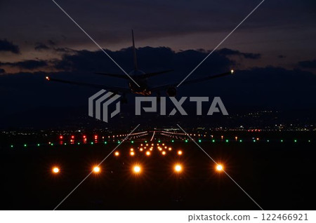 在黃昏的飛機著陸 在黃昏的飛機著陸 122466921