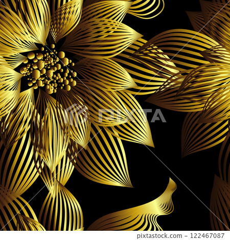 Golden flower seamless background. hand drawing. Not AI, Vector illustration Golden flower seamless background. hand drawing. Not AI, Vector illustration 122467087