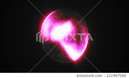 Purple and red glowing sphere encircled by sparkling light particles, creating a vibrant cosmic spectacle, blending elements of digital art and abstract fantasy 122467088