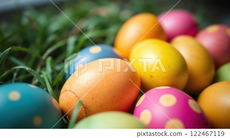 shot of colored Easter eggs 122467119