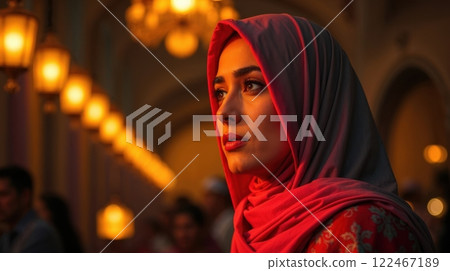A portrait of islamic woman photograph of Ramadan 122467189