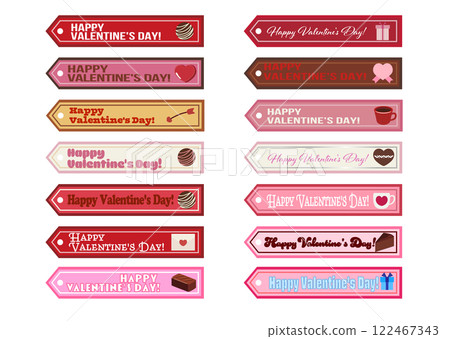 A3 size printed Valentine's Day gift tag label set with clip art and illustrations 122467343