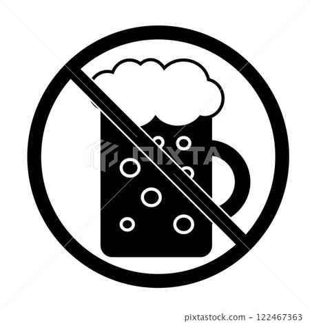 Monochrome icon illustration forbidden to drink alcohol 122467363