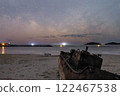 Abandoned ship at Oshima Tanakahama in Kesennuma City and the Milky Way before dawn 122467538