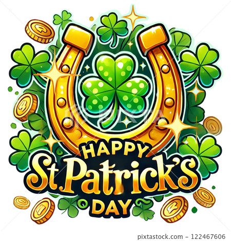 Celebrate St. Patrick's Day with vibrant colors and symbols. St. Patrick's animal cartoon character 122467606