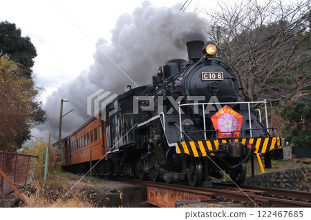 Oigawa Railway C10 steam locomotive (former Rasa Kogyo specification) running leisurely with special decorations_Photo taken on January 12, 2025 Oigawa Railway C10 steam locomotive (former Rasa Kogyo specification) running leisurely with special decorations_Photo taken on January 12, 2025 122467685