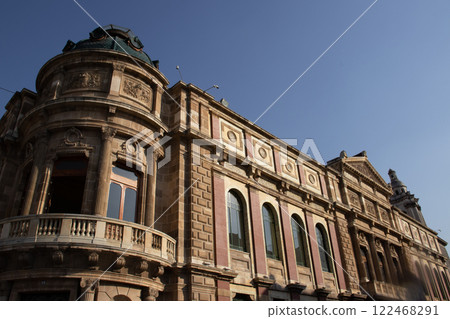Beautiful historic buildings around the famous Zocalo at the downtown of Mexico City. 122468291