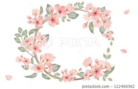 水彩畫的櫻花框架 122468362