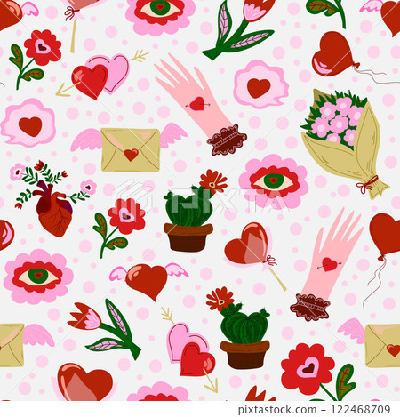 cute seamless pattern with flowers 122468709