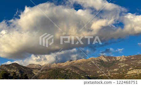 Dramatic clouds over a mountain range Dramatic clouds over a mountain range 122468751