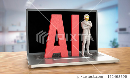 The AI and robot man for technology or it concept 3d Rendering. The AI and robot man for technology or it concept 3d Rendering. 122468896