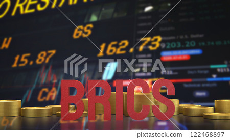 The Red  Brics and Gold  coins for Business concept 3d Rendering. 122468897