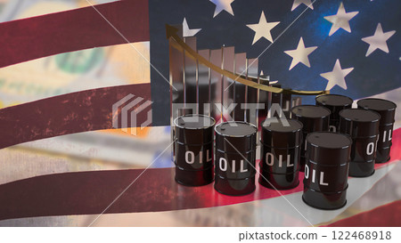 The Oil Tank on USA flag for Business concept 3d Rendering. 122468918