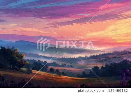 The sky is a beautiful shade of blue with a pink hue The sky is a beautiful shade of blue with a pink hue 122469182