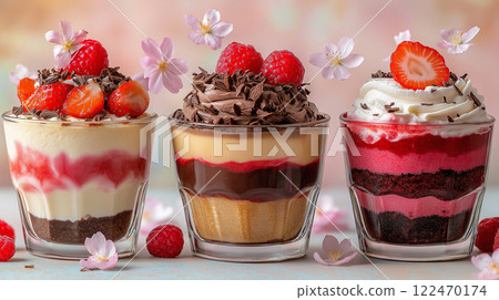櫻花和草莓的甜點 122470174