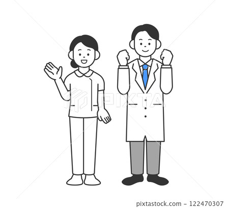 Female nurse and male doctor illustration vector Female nurse and male doctor illustration vector 122470307