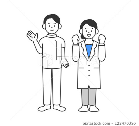 Male nurse and female doctor illustration vector Male nurse and female doctor illustration vector 122470350