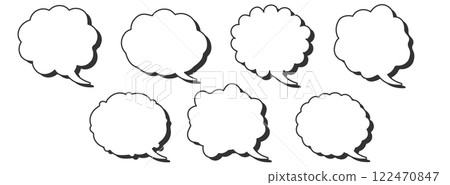 Set of cloud-shaped speech bubbles with shadow Set of cloud-shaped speech bubbles with shadow 122470847